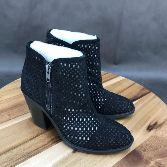 Esprit Shoes - Esprit Black Perforated Faux Suede Zip Up Booties Ankle Boots Womens Size 6